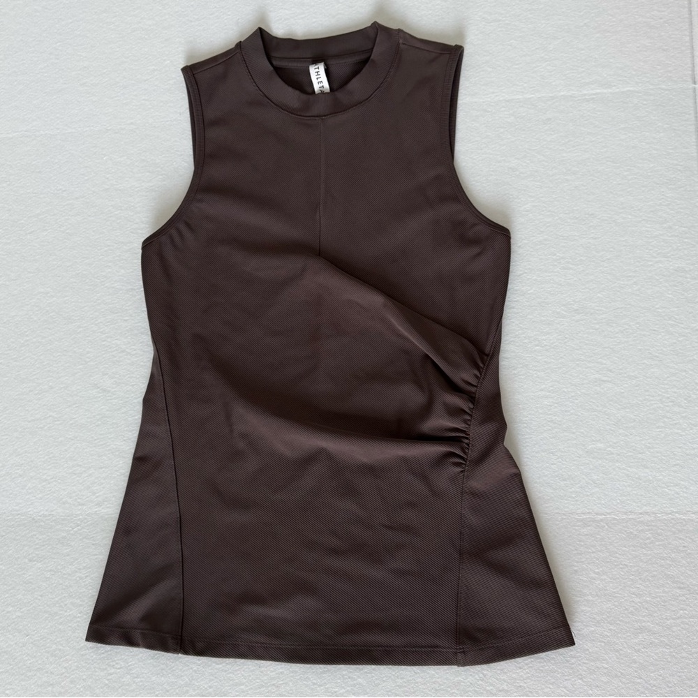 EUC Athleta Brown Ribbed Ruched Tank M